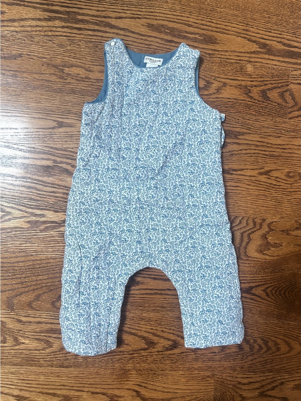 Cyrillus Paris Blue Floral Sleeveless Baby Romper Dungarees Jumpsuit 100% Cotton